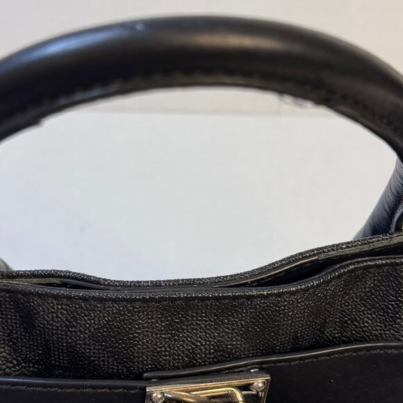 Michael Kors Hamilton Large Signature Monogram Logo Black Leather Satchel Tote - Picture 16 of 16